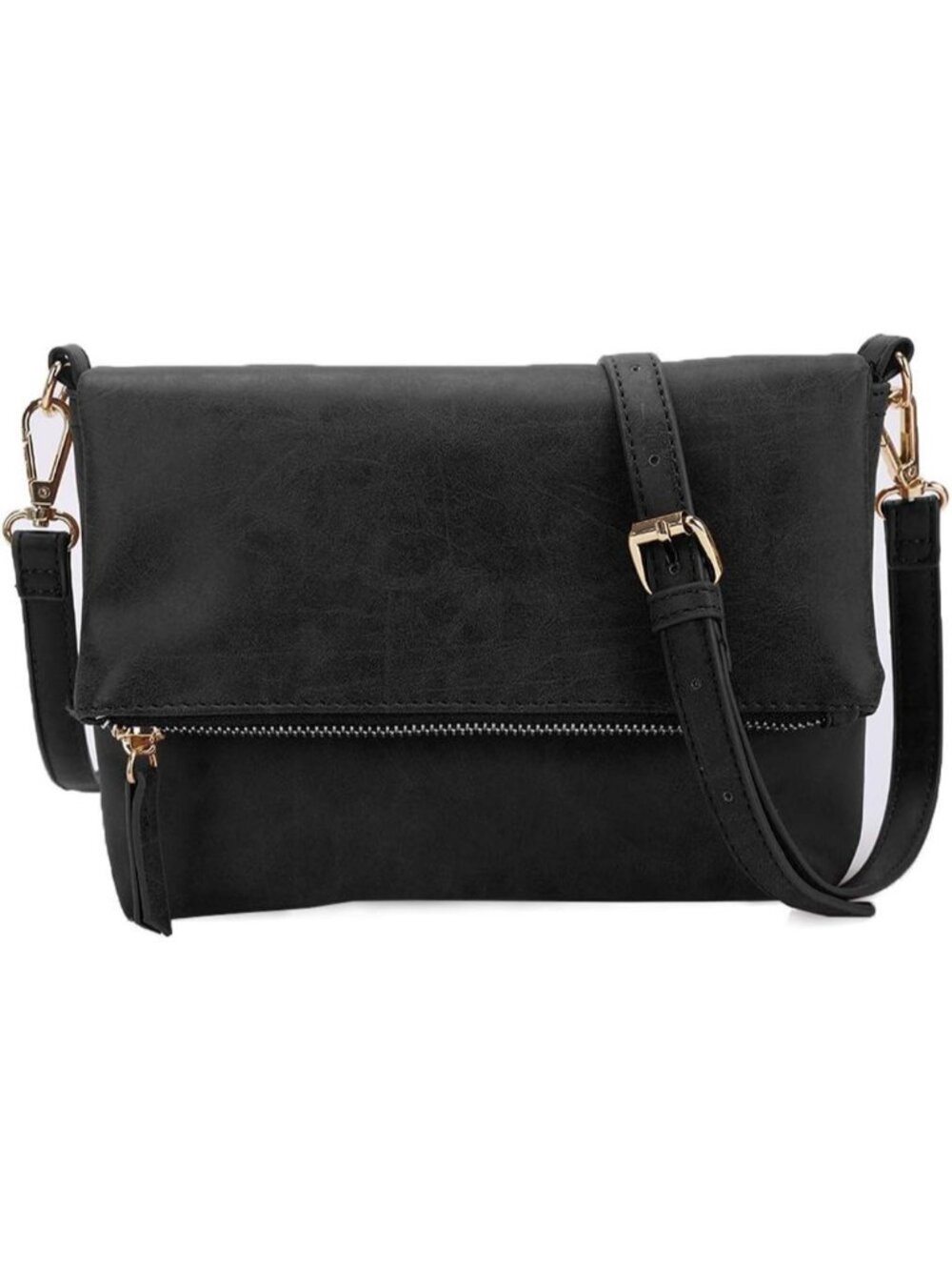 Women's Black PU Leather Small Crossbody Bag Purse Shoulder Adjustable Strap